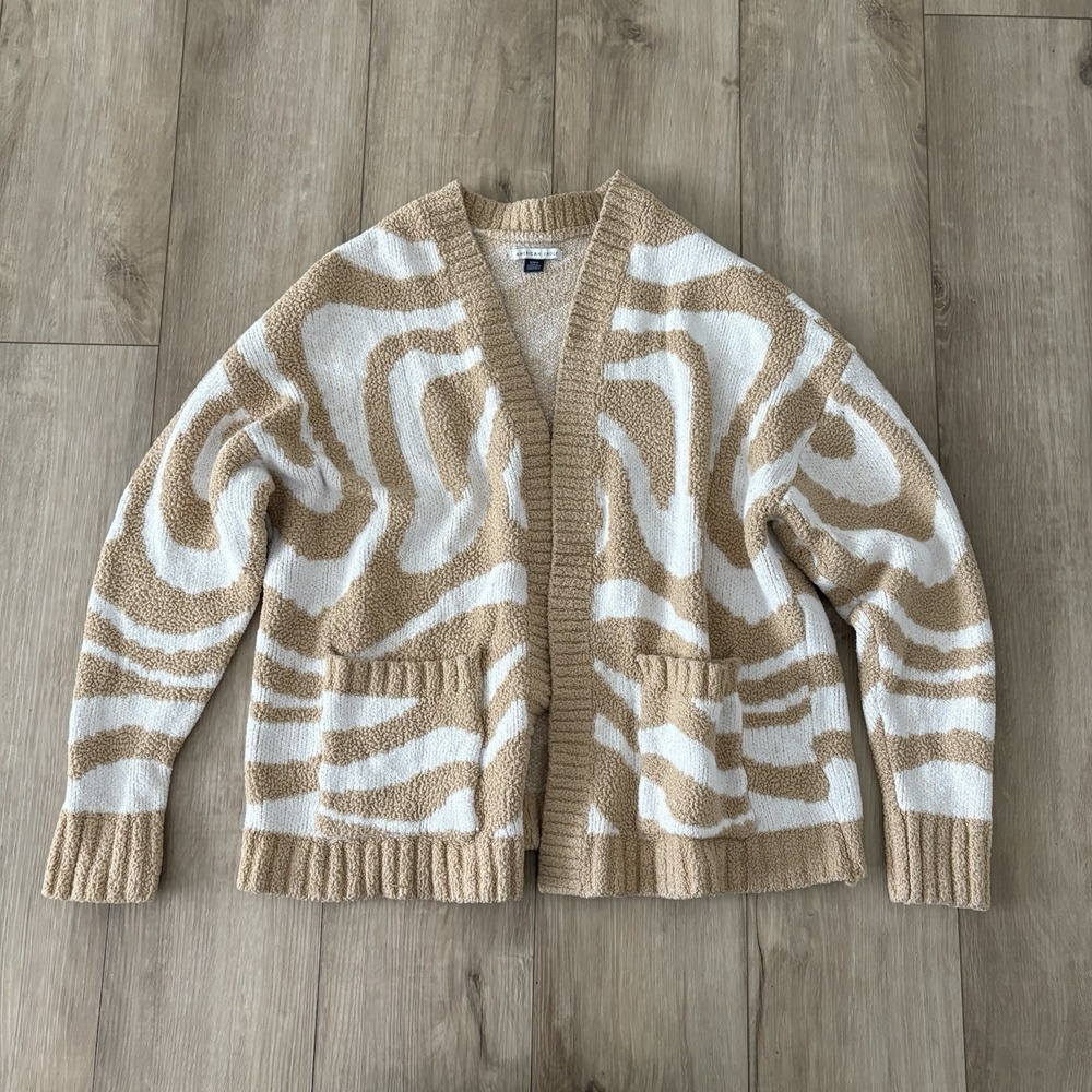 American Eagle Sweater Women's Taupe Cardigan Open Front Oversized Size Medium